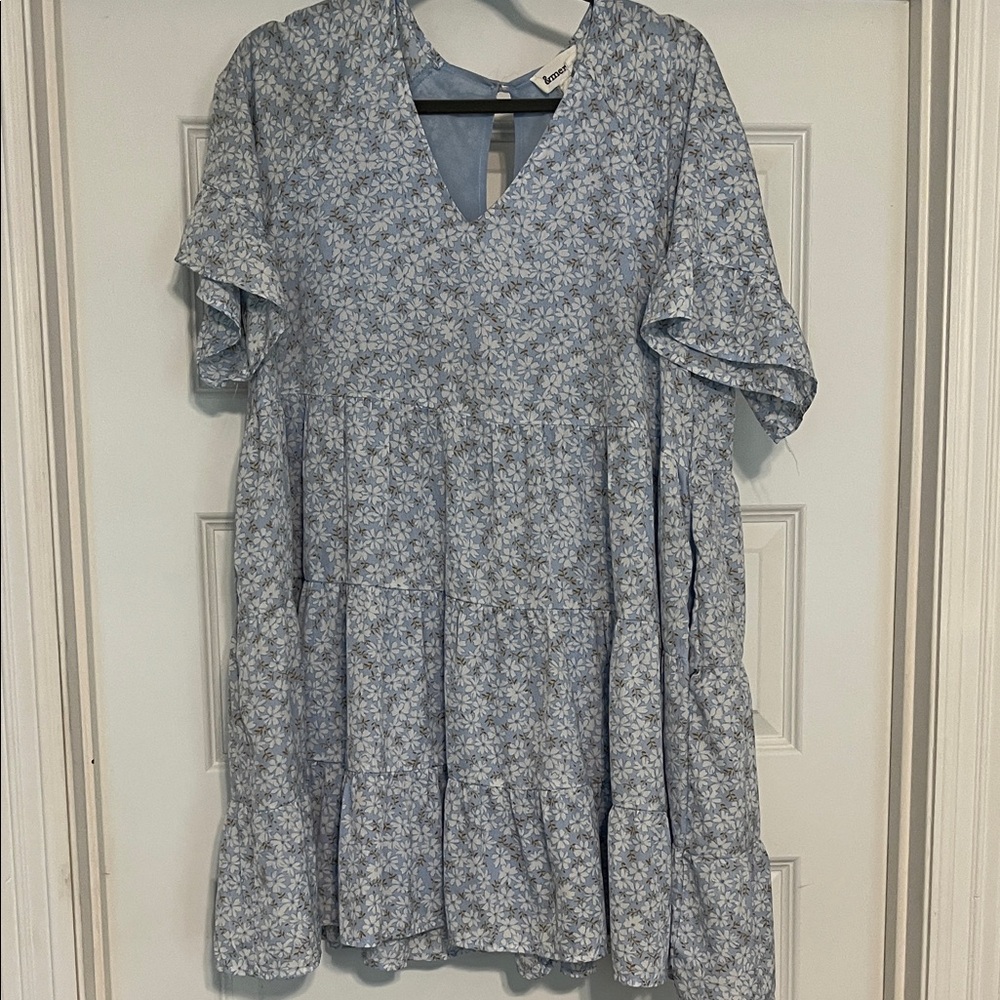 &merci Floral Blue and White Dress